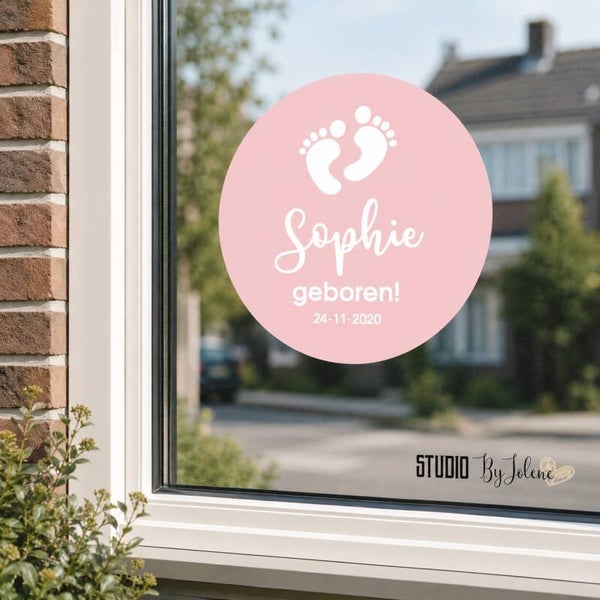 Geboorte raamsticker rond