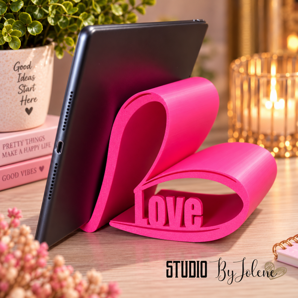 3D-geprinte iPad standaard – hartvorm met LOVE