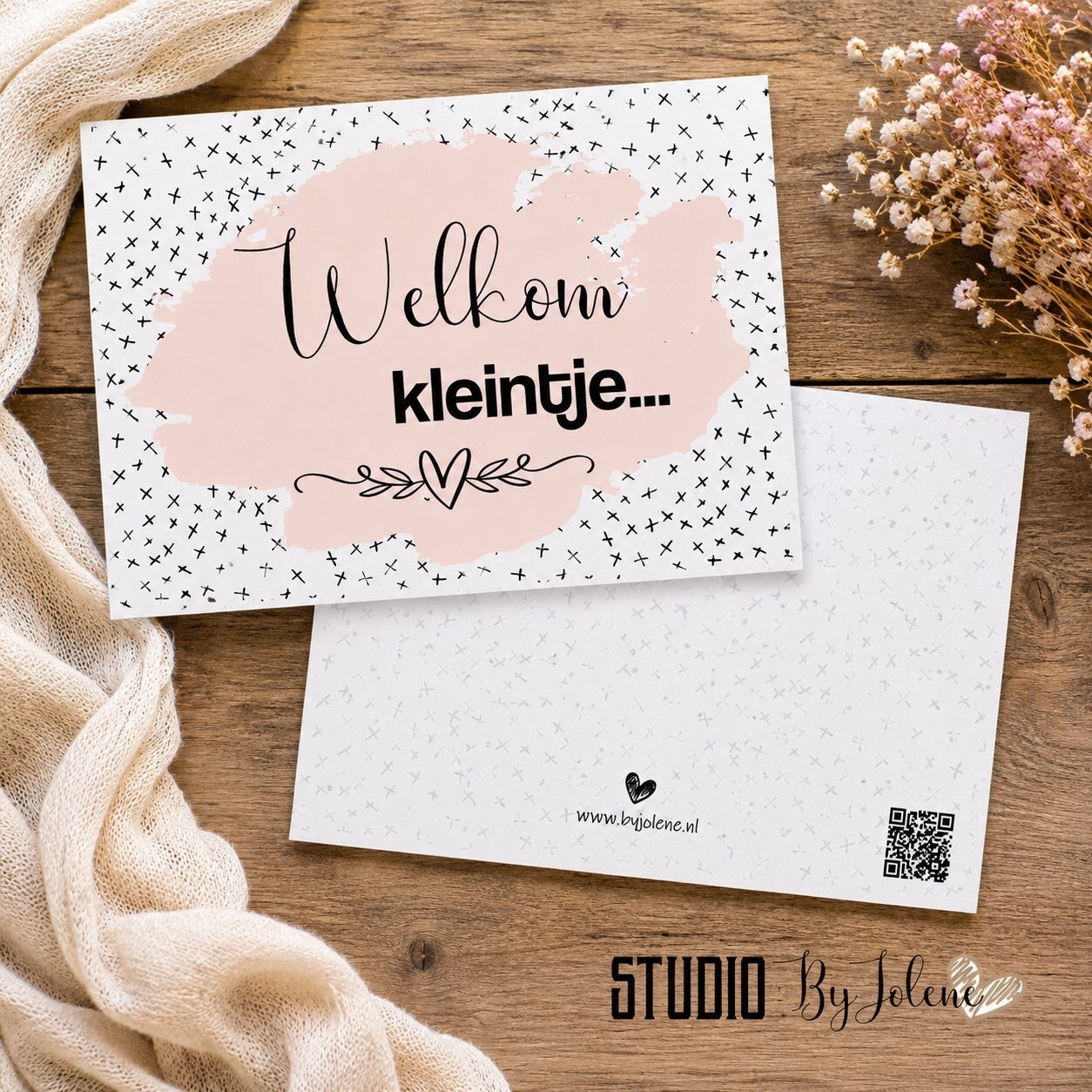 Kaart welkom kleintje roze