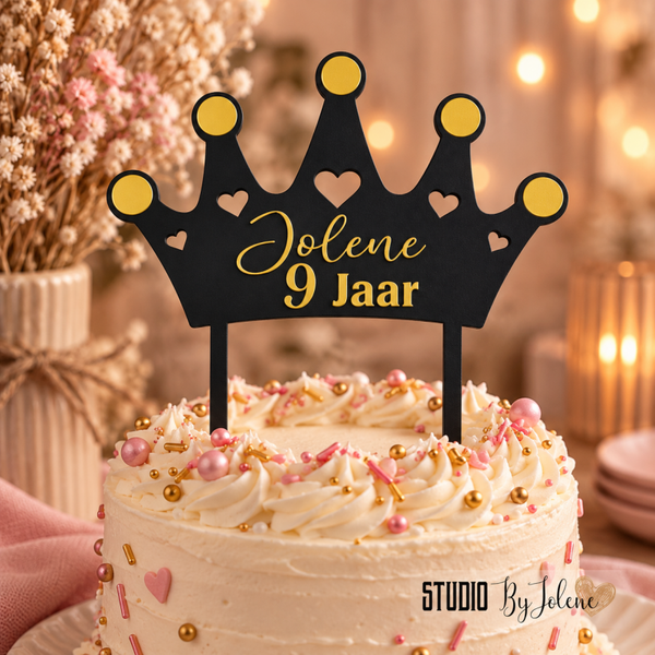 Taarttopper Kroontje met Naam & Leeftijd