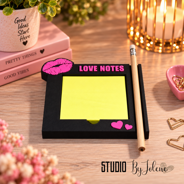 3D-geprinte LOVE NOTES houder – voor post-its & potlood
