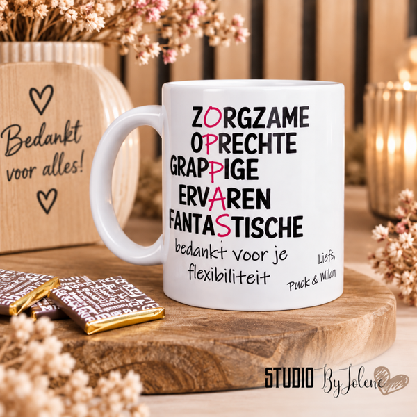 Oppas bedankt mok – gepersonaliseerd