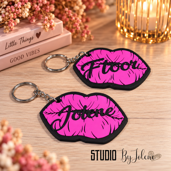 Gepersonaliseerde lippen sleutelhanger met naam