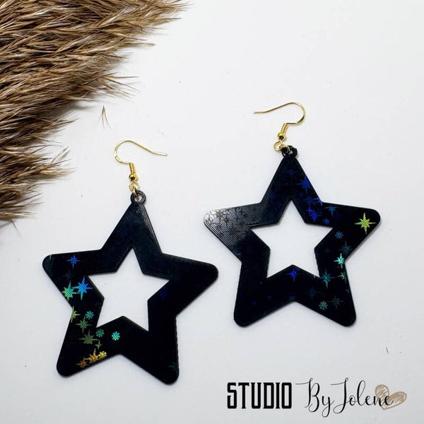 Oorbellen Black Galaxy Star