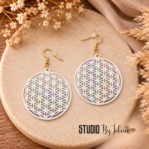 Holografische Flower of Life Oorbellen
