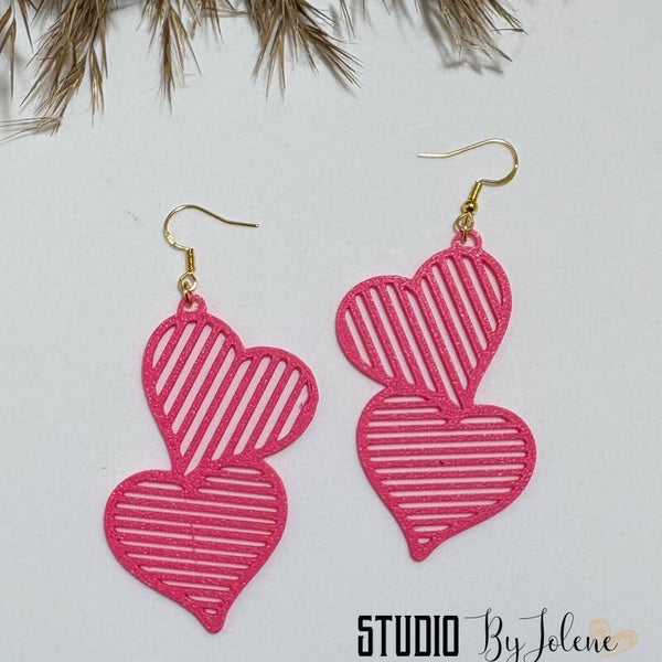 Oorbellen Double heart