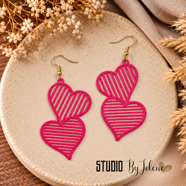 Oorbellen Double heart