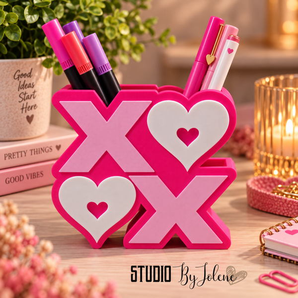 3D-geprinte XOXO pennenbak – liefdevol & praktis