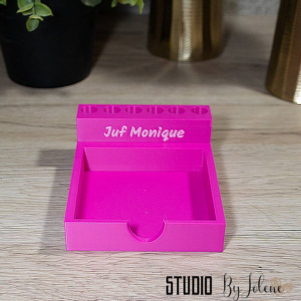 Post-it & pennenhouder juf