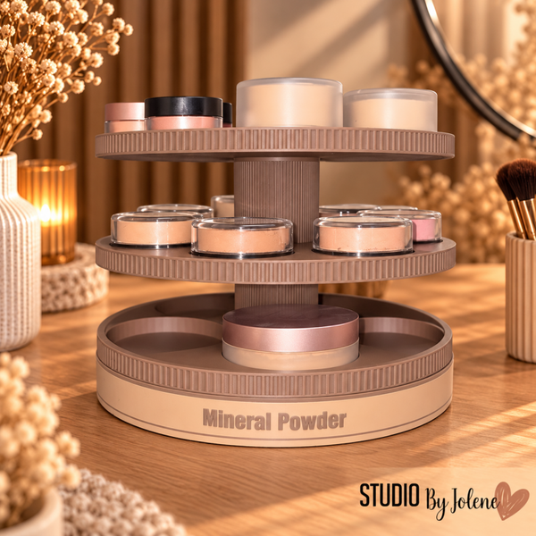 Roterende Mineral powder organizer || Japandi