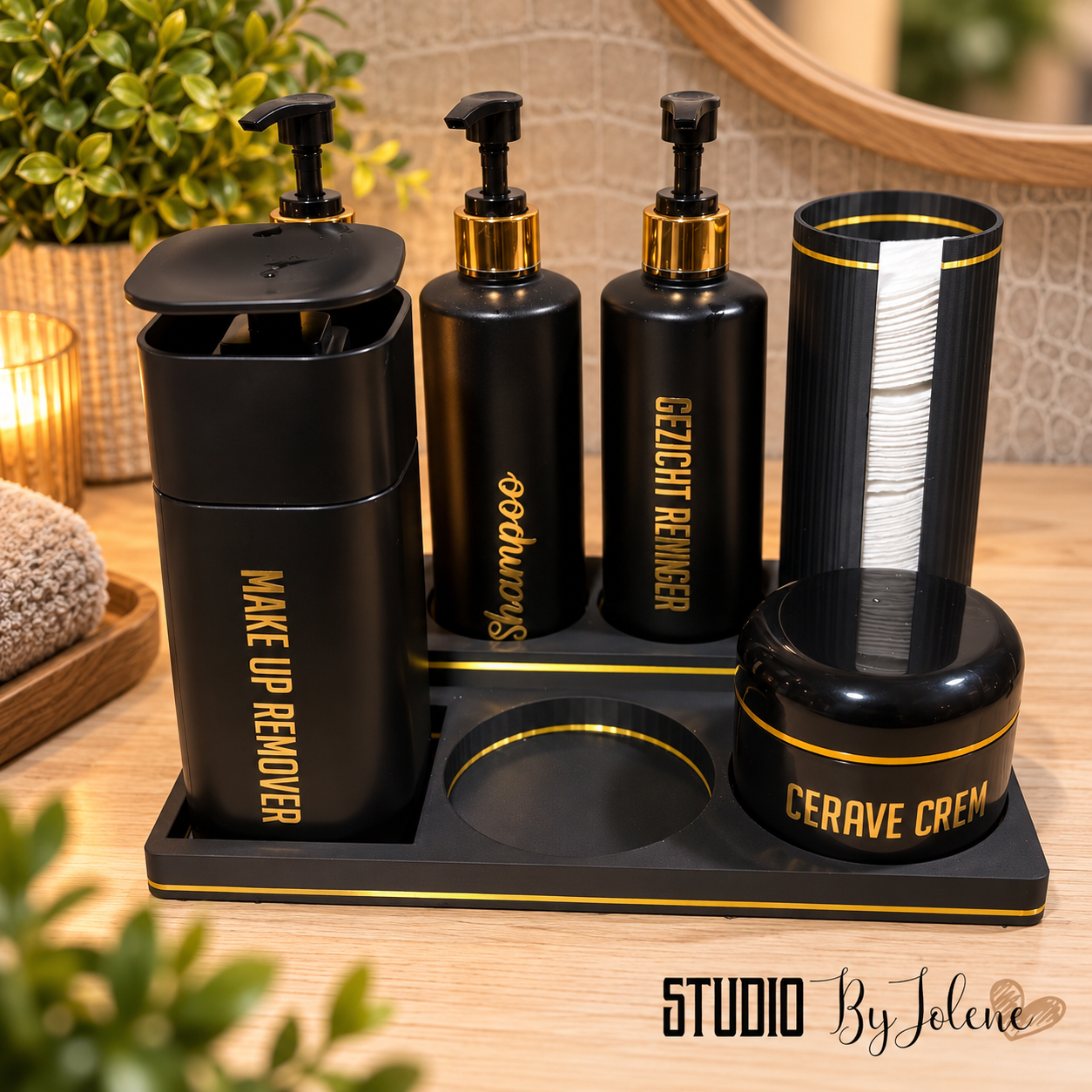 Skincare organizer met wattenschijfjes houder
