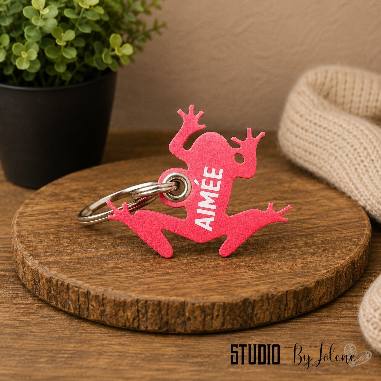 Sleutelhanger kikker met naam || vilt