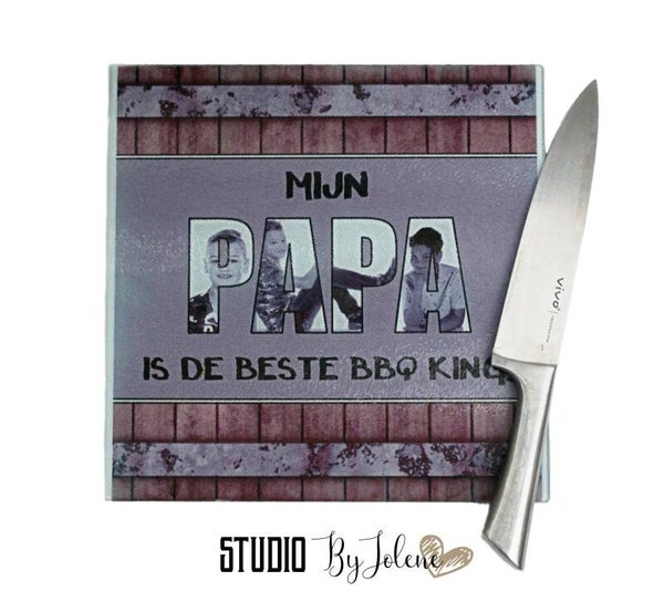 Snijplank met foto voor papa BBQ king