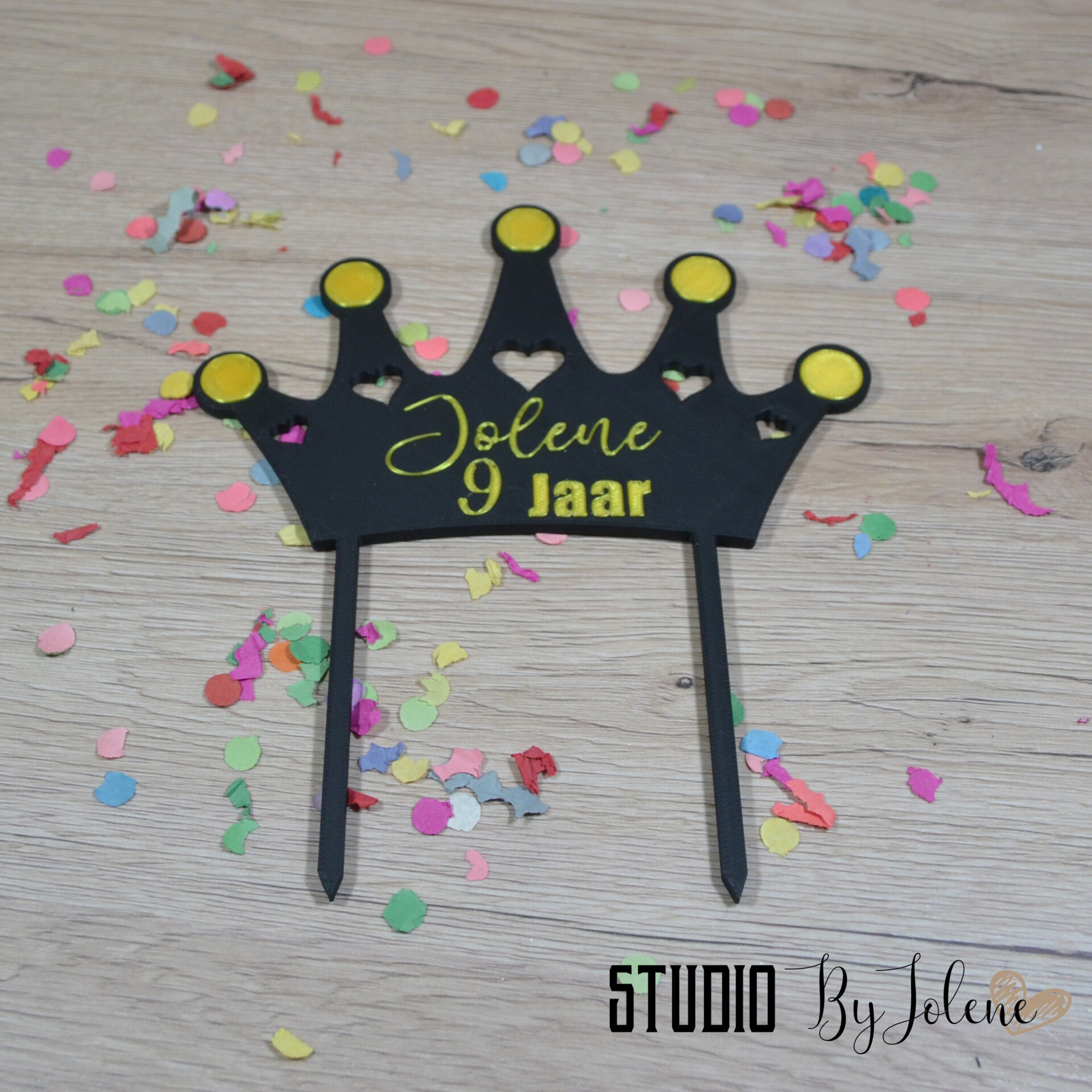 Taarttopper Kroontje met Naam & Leeftijd