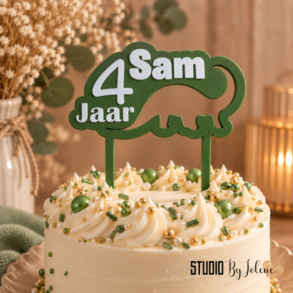 Taarttopper Dino met naam en leeftijd