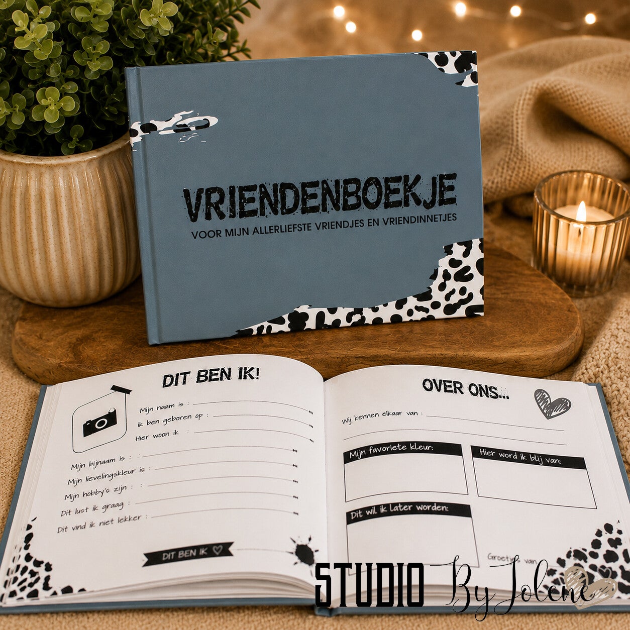 Vriendenboekje met naam leopard groen