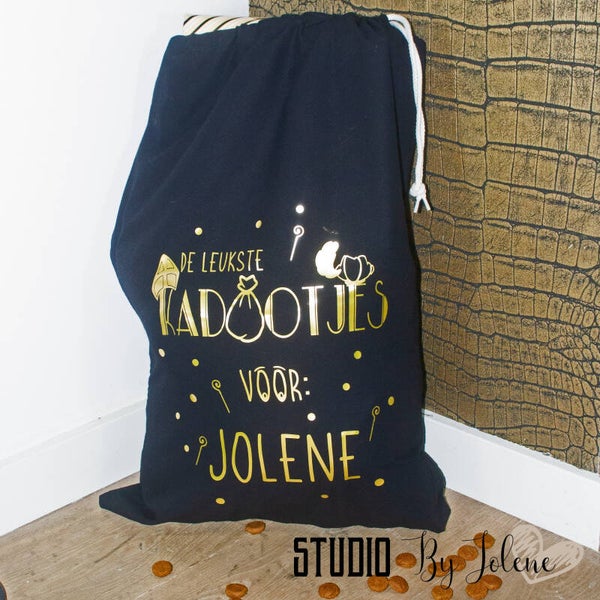 ZAK VAN SINTERKLAAS MET NAAM || ZWART GOUD