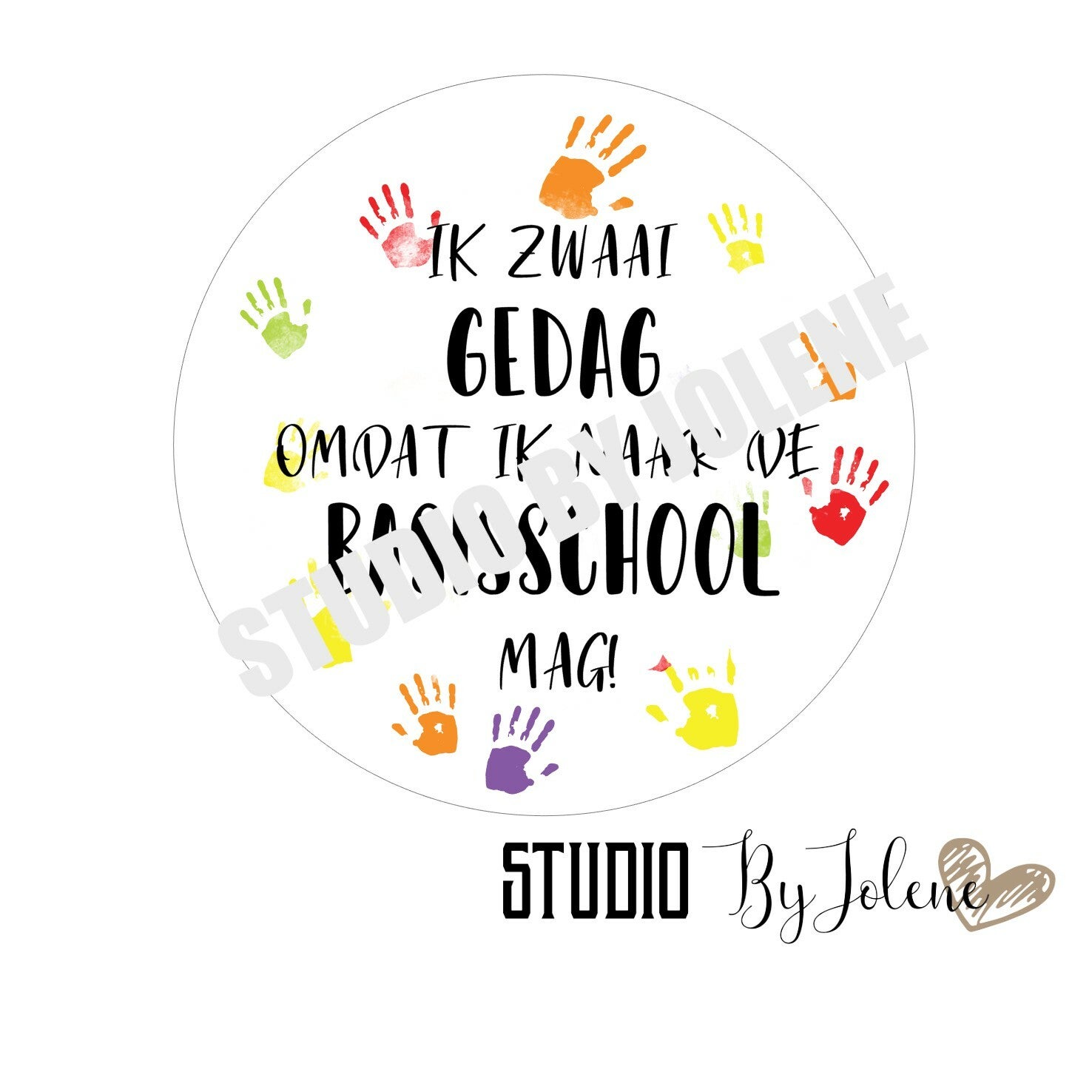 Sticker ik zwaai jullie gedag kleur