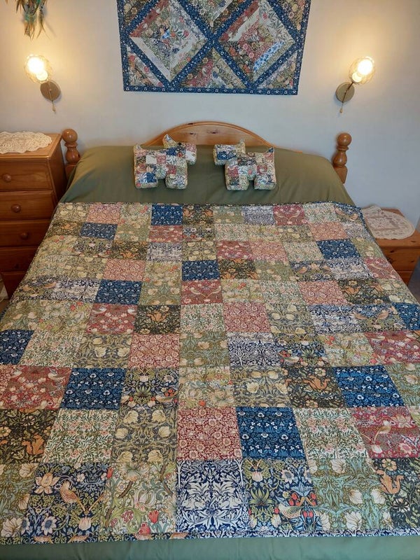 William Morris Cotton Quilted Patchwork Blanket