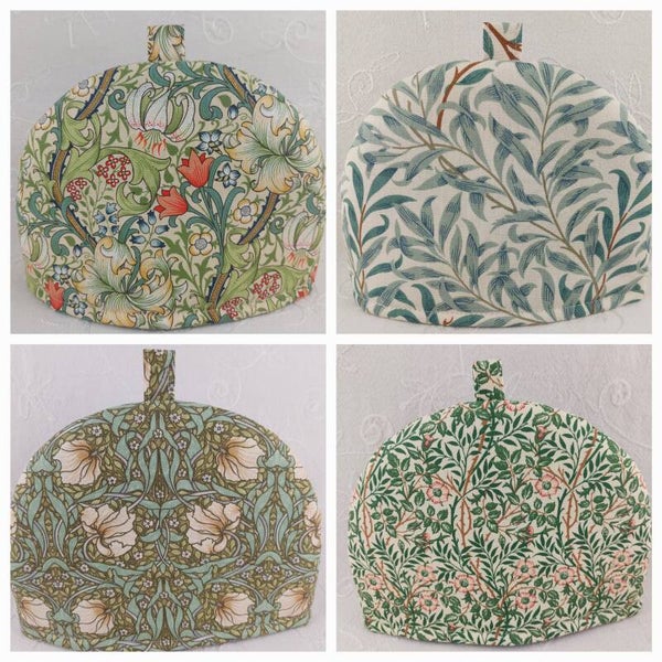 William Morris Green Tea Cosies, Willow Boughs, Pimpernel, Sweet Briar, Golden Lily.