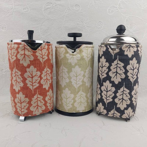 Cafetiere Cosy French Press Filter Coffee Cover, Oak Leaves