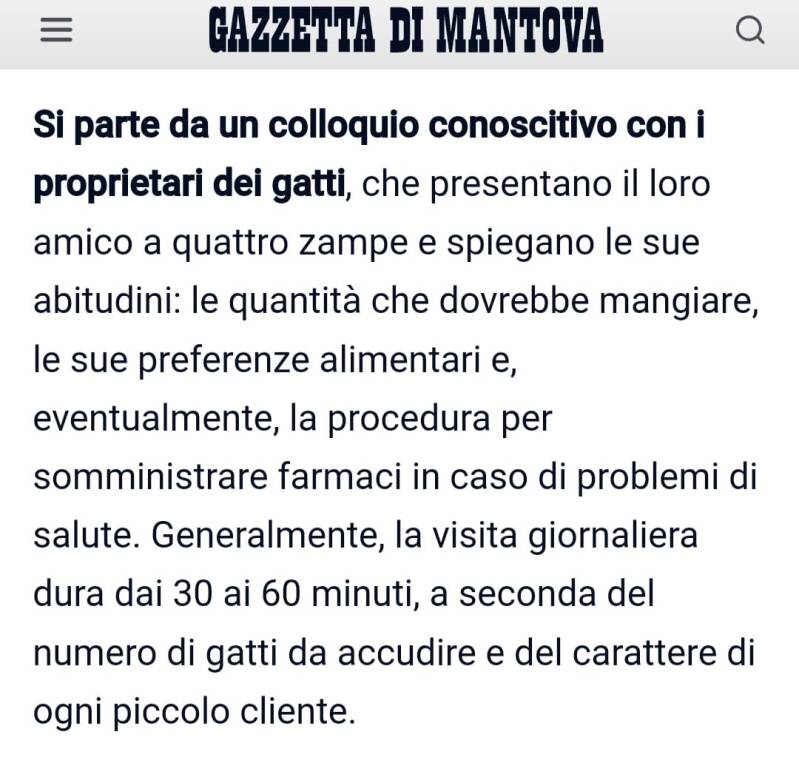 Articolo gazzetta di Mantova del 13 marzo 2024: si comincia conoscendo i clienti tramite il colloquio conoscitivo. In questa occasione, si pianifica tutto il servizio.