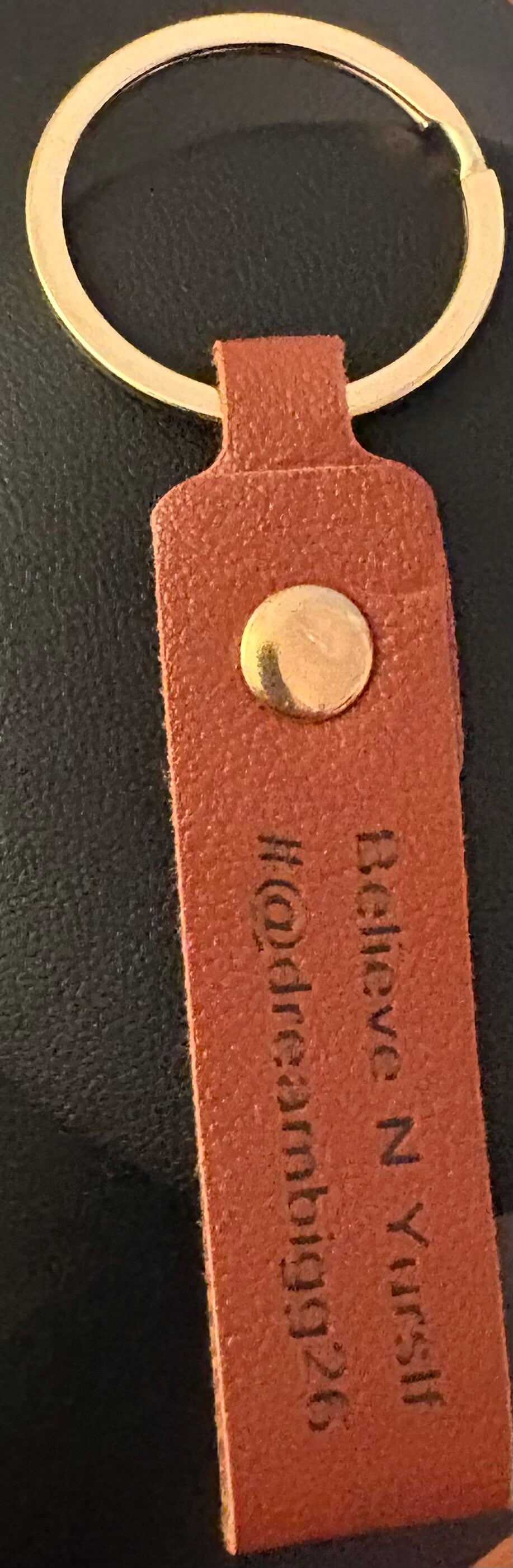 Brown leather keychain