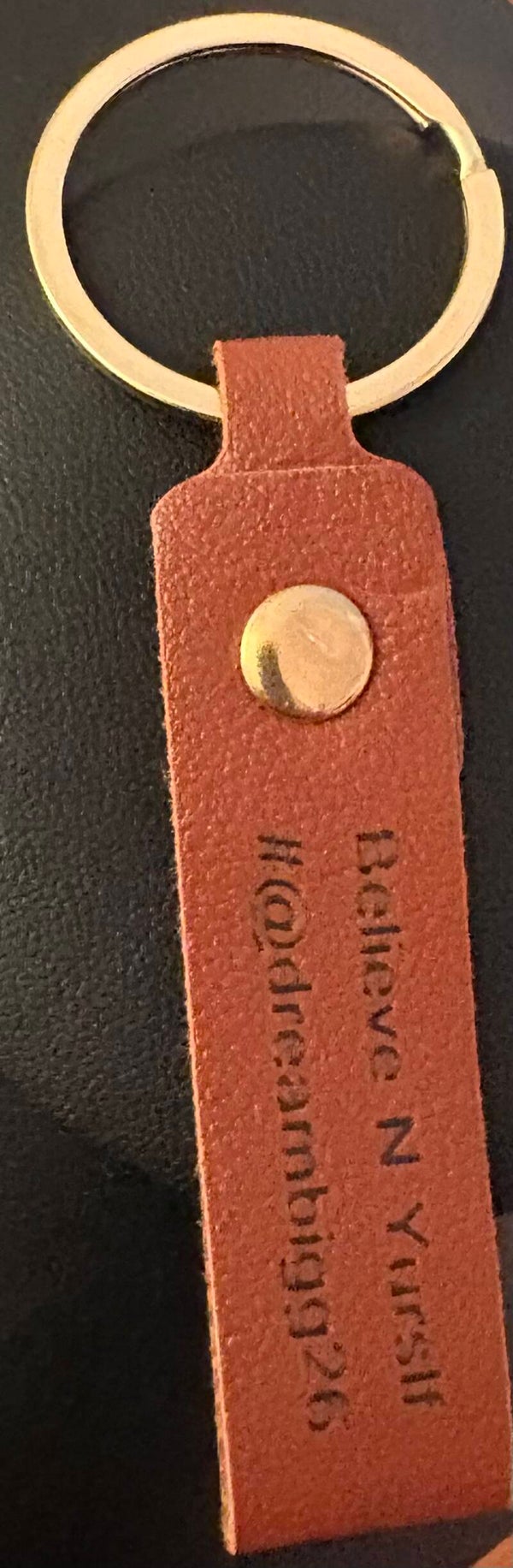 Brown leather keychain
