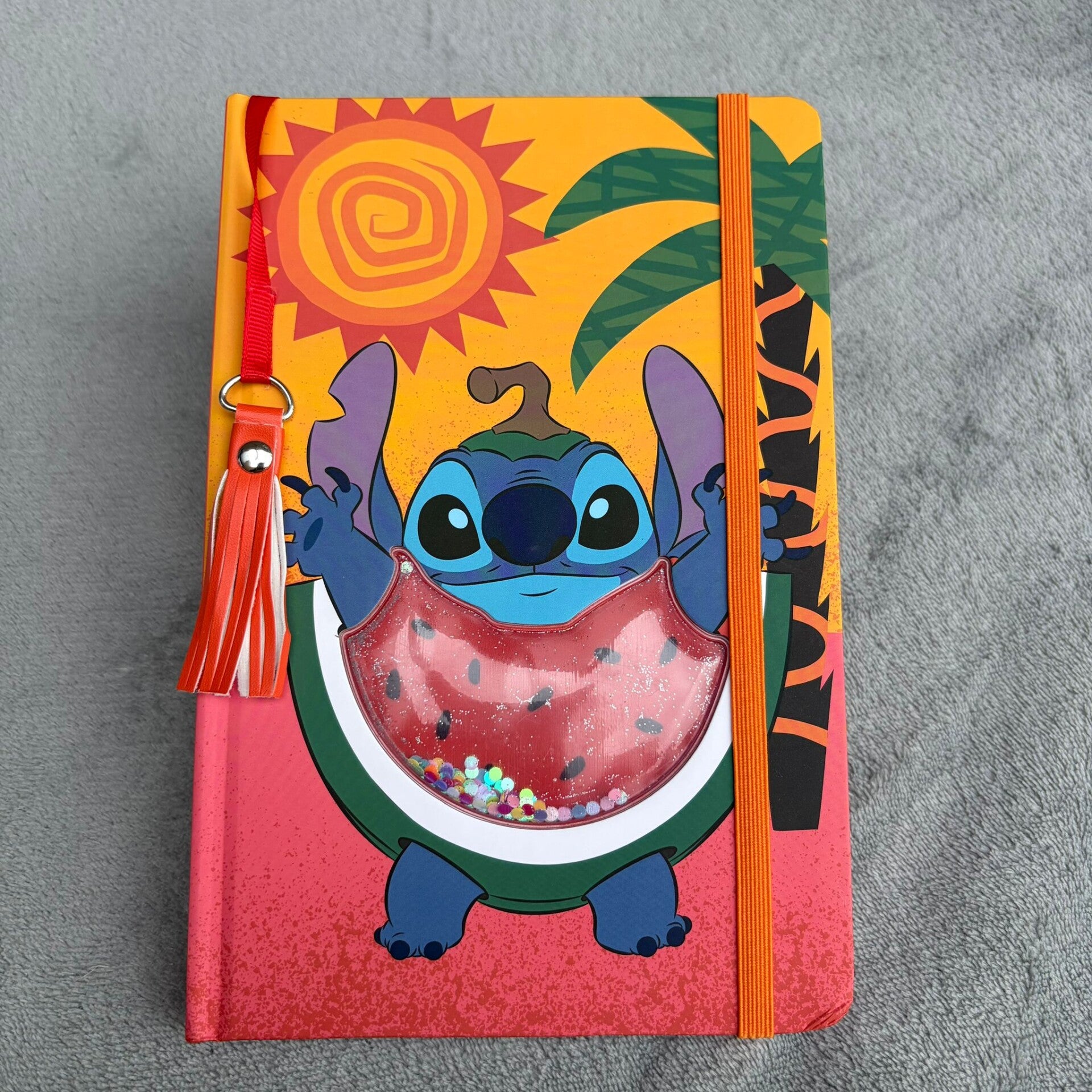 Notitieboek A5 glitter watermeloen met Stitch en pailletten