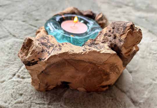 Enkele houder van Gesmolten Glas op hout