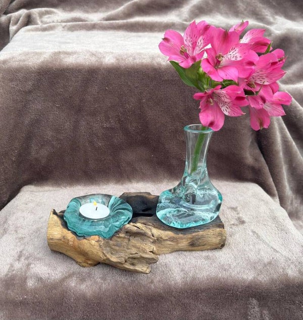 Kleine Bloemenvaas en Theelichthouder