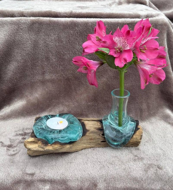 Kleine Bloemenvaas en Theelichthouder