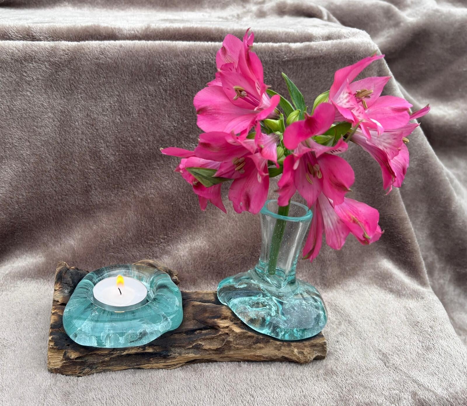 Kleine Bloemenvaas en Theelichthouder