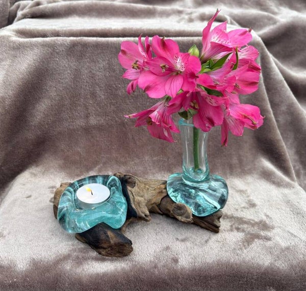 Kleine Bloemenvaas en Theelichthouder