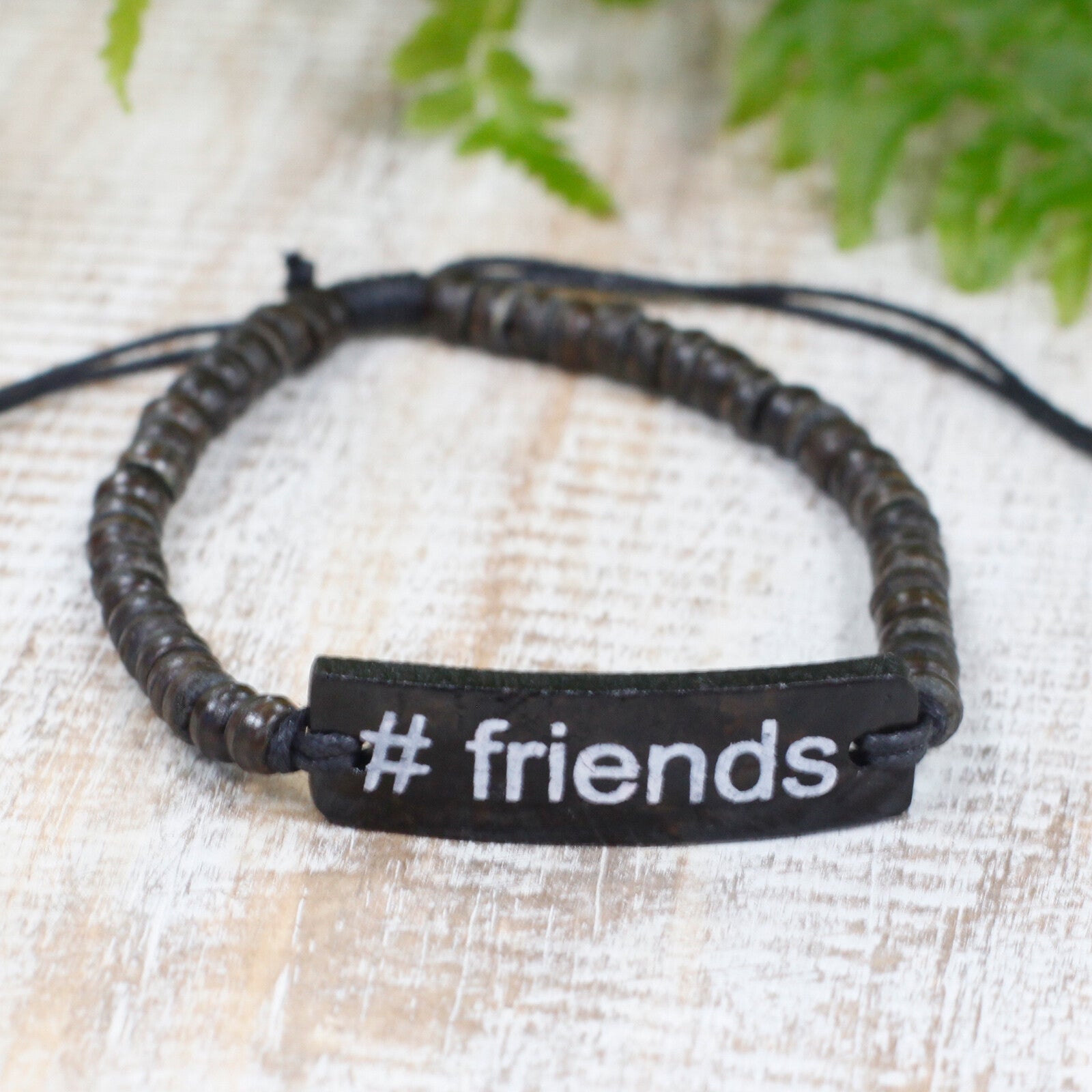 6x Kokos Slogan Armbanden - #Friends