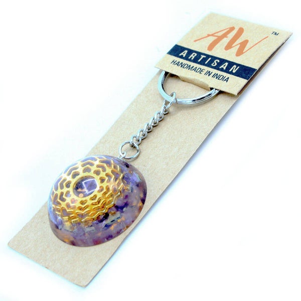 Orgonite Power Sleutelhangers - Amethist Mandala Harten