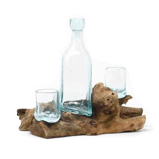 Gesmolten Glas op Houten Stronk - Whisky Set (OP AANVRAAG)