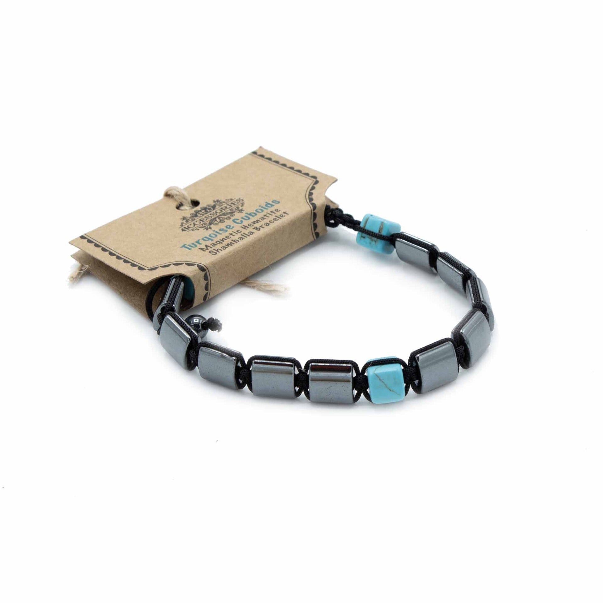 Magnetische Hematiet Shamballa Armband - Turquoise Kubussen