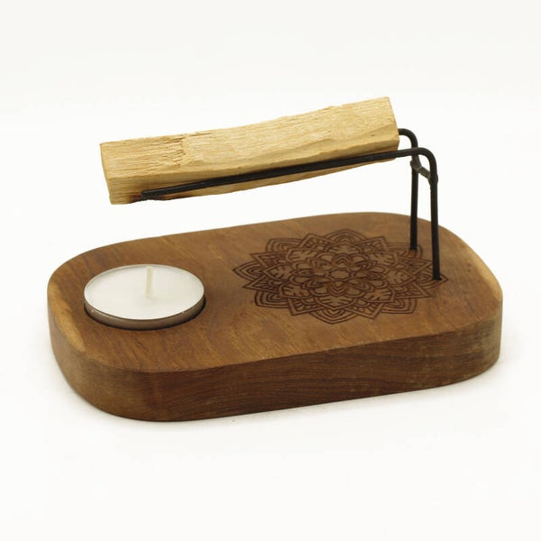 Palo Santo Verwarmer - Teakhout - Mandala Ontwerp