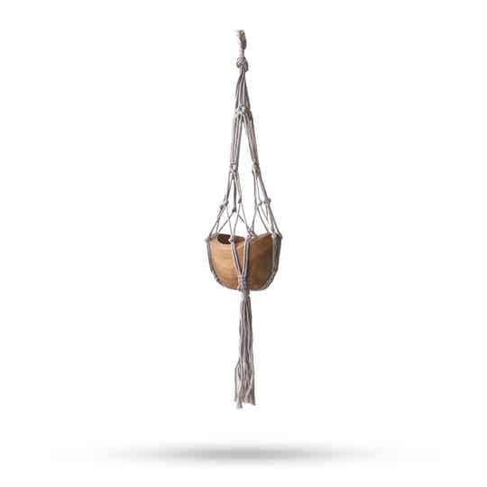 Macramé Druppel Plantenhanger Klein - Beige - 75cm