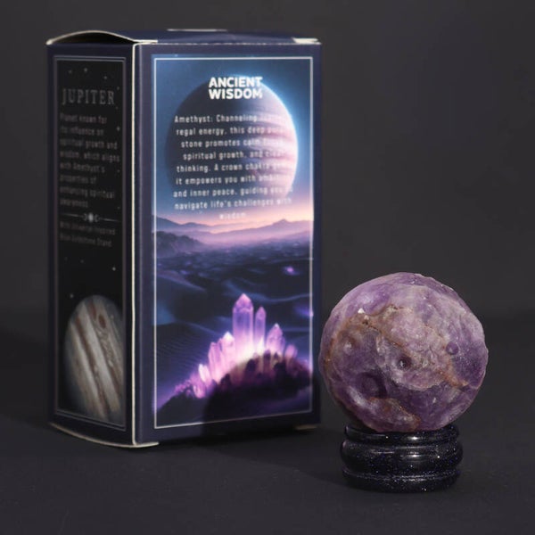 Amethist Planeet op een Sola Goldstone Standaard - 40mm (30x15mm standaard)