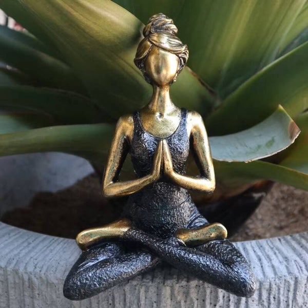 Yoga Beeldje - Vrouw - Brons & & Zwart - 24cm