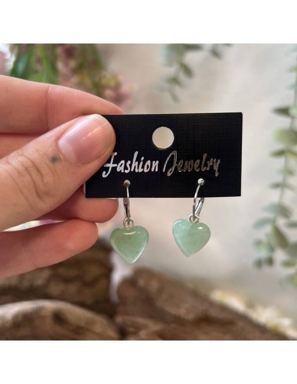 Aventurijn groen hartjes oorbellen - fashion jewelry