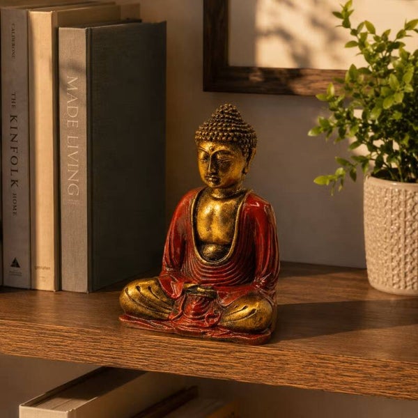 Boeddha Beeldje - Medium - Rood & Goud