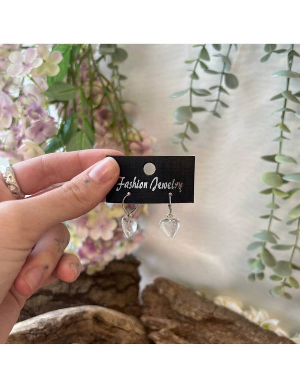 Bergkristal hartjes oorbellen - fashion jewelry