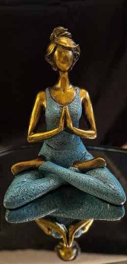 Yoga Beeldje - Vrouw - Brons & Turkoois - 24cm