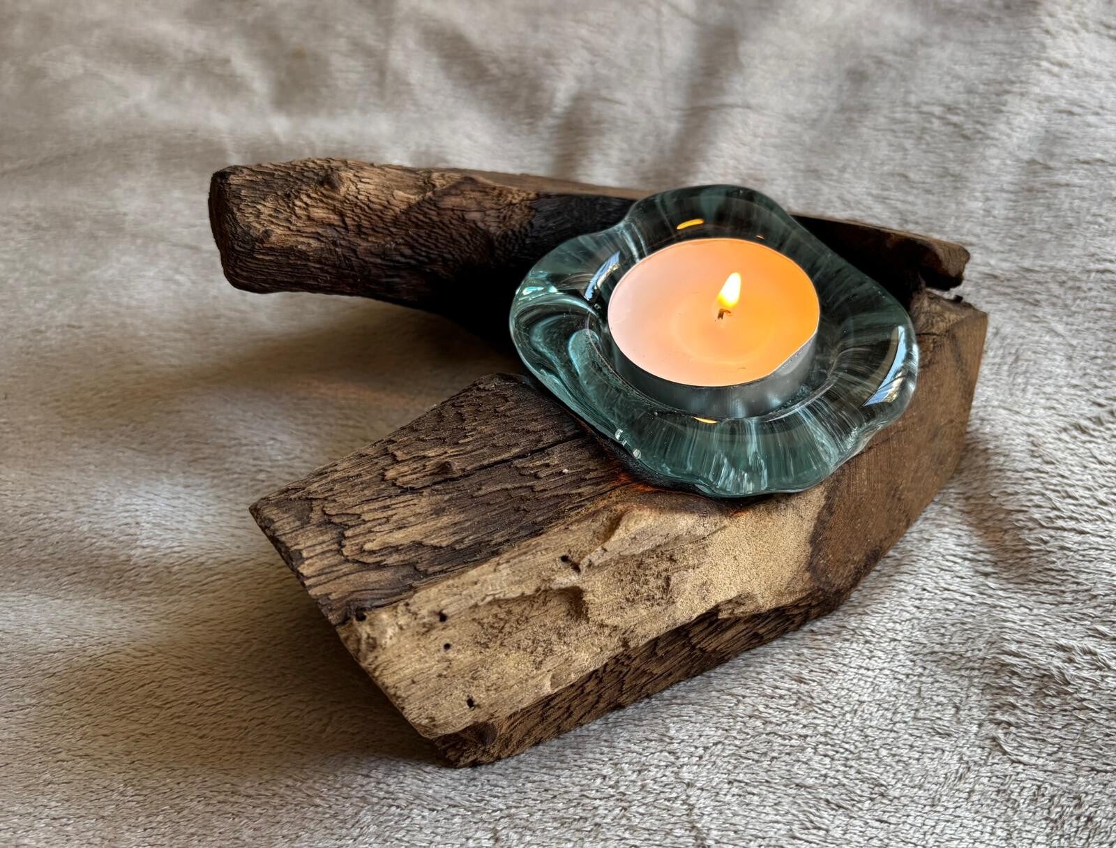 Enkele houder van Gesmolten Glas op hout