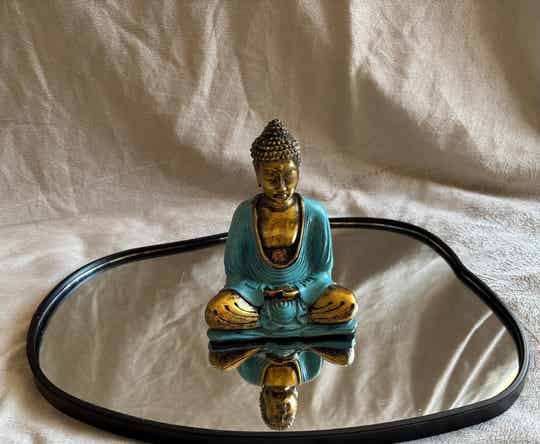 Boeddha Beeldje - Medium - Teal & Goud