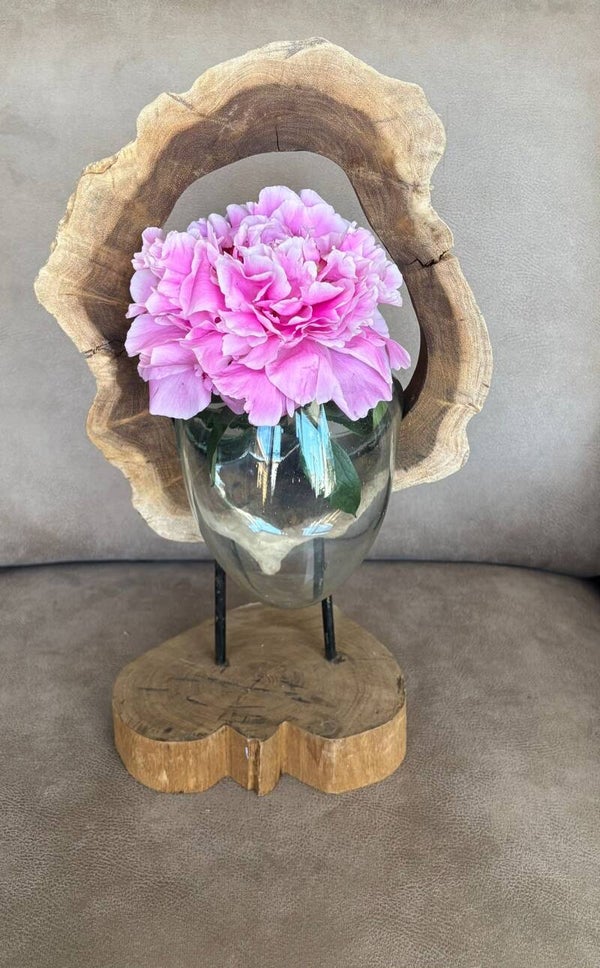 Gesmolten Glazen Hangvaas op Hout