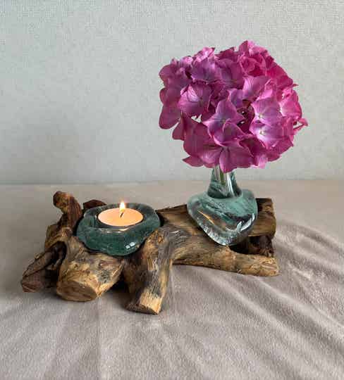 Kleine Bloemenvaas en Theelichthouder